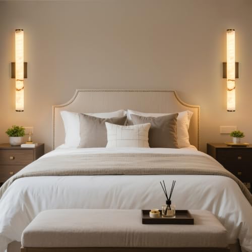 Alabaster Wall Sconce Modern LED Marble Wall Light 23.6" (Gold-Warm light / 23.6in-1pack)