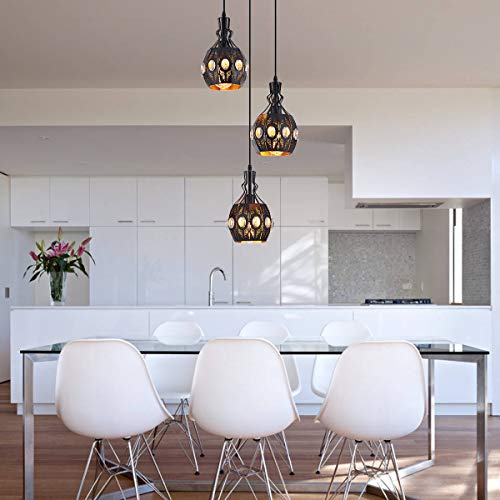 3 Light Industrial Pendant Lighting Vintage Hanging Ceiling Light Fixtures (YLC13-3HBlack)