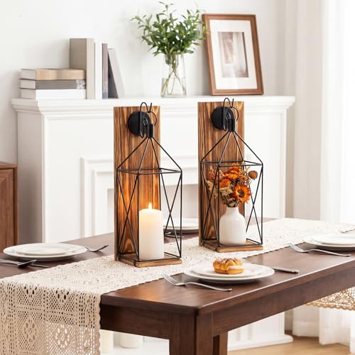 Set of 2 Wall Candle Sconces Farmhouse Wood Candle Holder