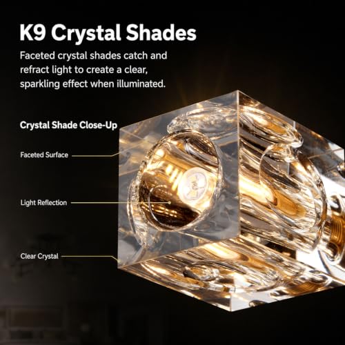 8 Light Crystal Semi Flush Mount Ceiling Light (Black+Gold (8-light))