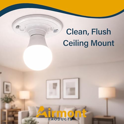 20 Pack) Keyless Plastic Lamp Holder, Medium Base E26 Ceiling Light Socket, One-Piece Outlet Box Mount, 660W UL Listed, Socket Holder for LED Incandescent Bulbs, Utility Lamp Socket Replacement (Plastic Keyless)