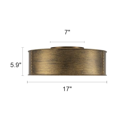 3 Light Farmhouse Metal Drum Flush Mount Ceiling Light Copper Bronze (Copper Bronze / 17")