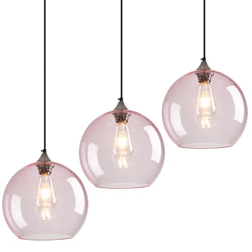 Pink Pendant Lights Kitchen Island 3 Pack (Pink / L - 9.84 in)