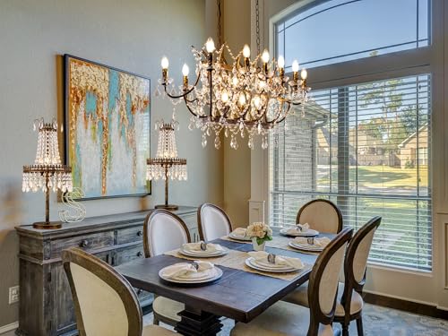 Crystal Chandelier Farmhouse Rectangle Chandeliers for Dining Room (Transparent / 34 inch)