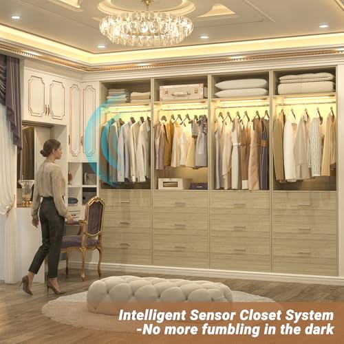 Freestanding Closet Systems with 4 Motion Sensor LED Lights (White Oak / 4 Set)
