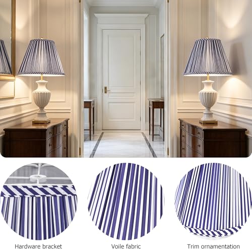 Lamp Shades White Blue Polyester Set of 2 6.5"×13"×10.5" Bell Shade (Blue-2 Pack / 6.5*13*10.5in)