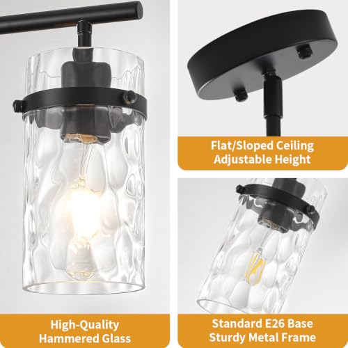 29.52" Modern Kitchen Island Lights Linear Chandelier for Dining Room (3-Light Black)