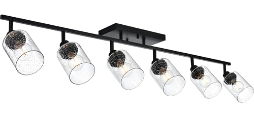 6 Light Black Track Lighting Kit Ceiling Mount Kitchen Track Lighting Fixtures (Black / 6-Light)