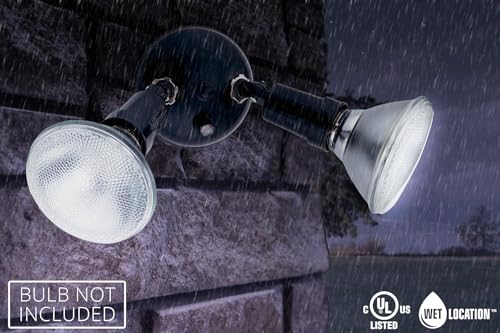 Dusk-to-Dawn Twin Par Outdoor Flood Light Holder, White (White / 1 Count (Pack of 1) / Dusk to Dawn Photocell)