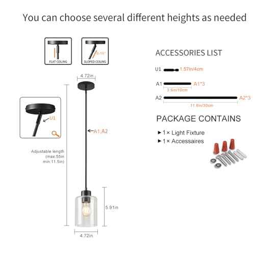 Black Pendant Lights Kitchen Island (Black seeded 1pk)