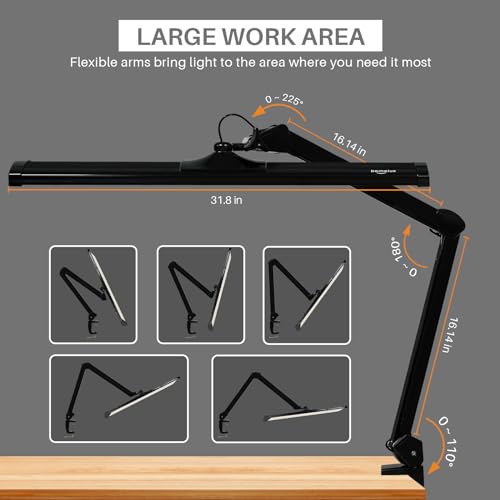 32 Inch LED Architect Desk Lamp with Clamp (Black / CCT)