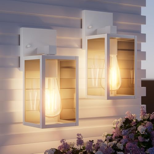 2 Pack White Exterior Lighting Fixtures Wall Mount (White / 10.24'')