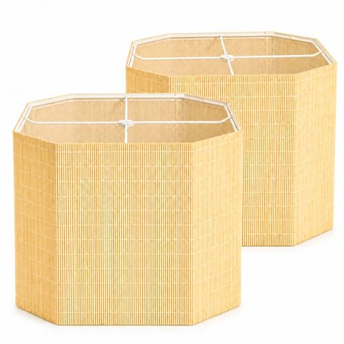 Natural Bamboo Square Lamp Shades Set of 2 (Natural Bamboo - Square)