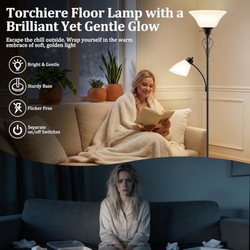 Floor Lamps for Living Room (Glossy Black)