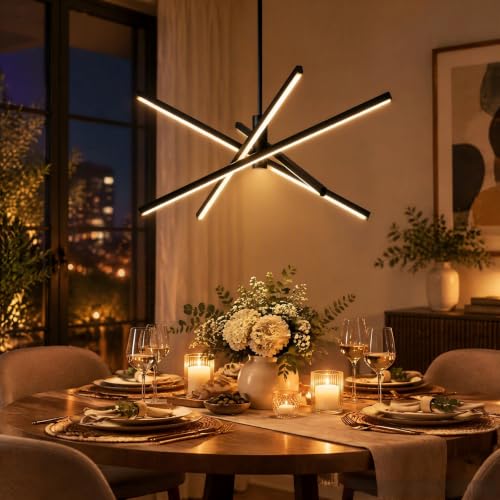 LED Chandeliers for Dining Room (Black / 4-Lights)