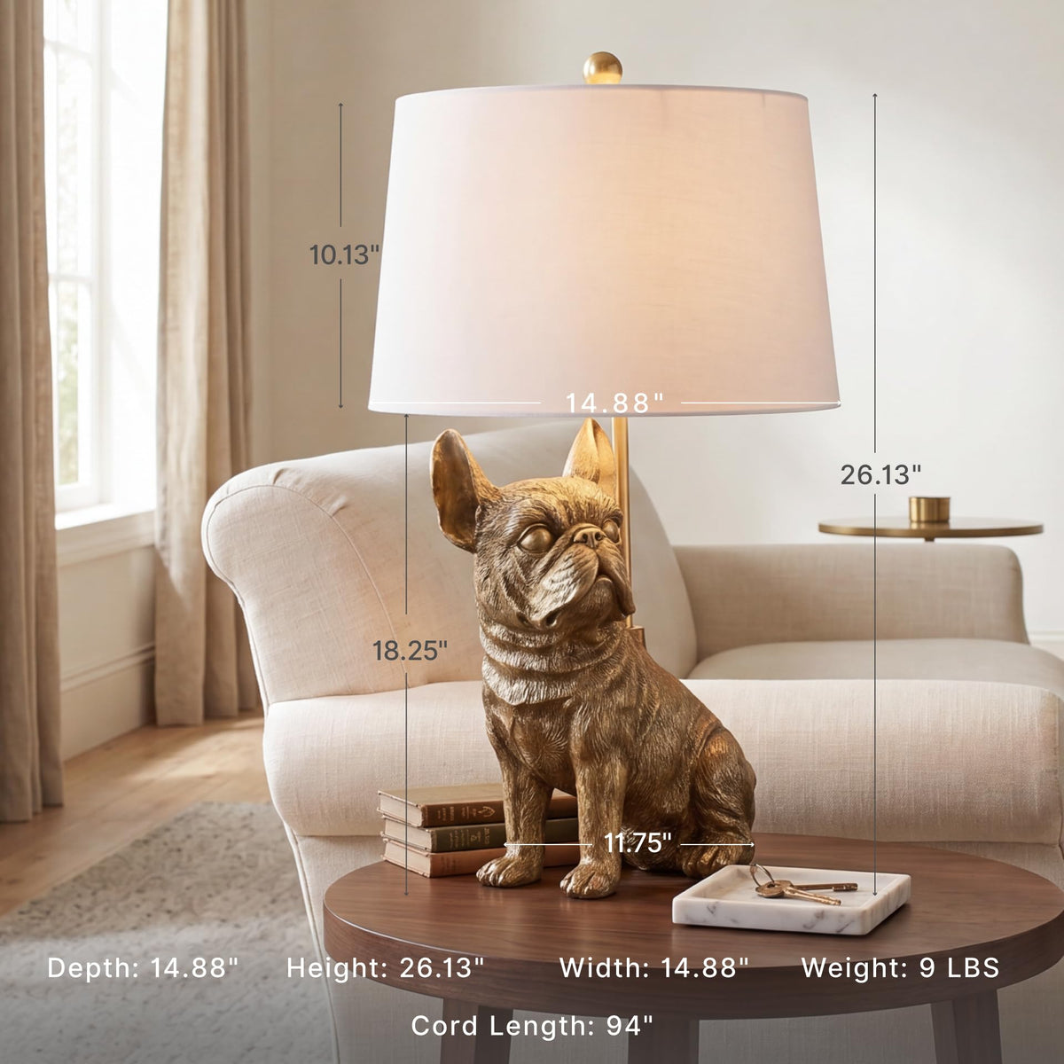 French Bulldog Animal Lamp (Gold / Table Lamp)