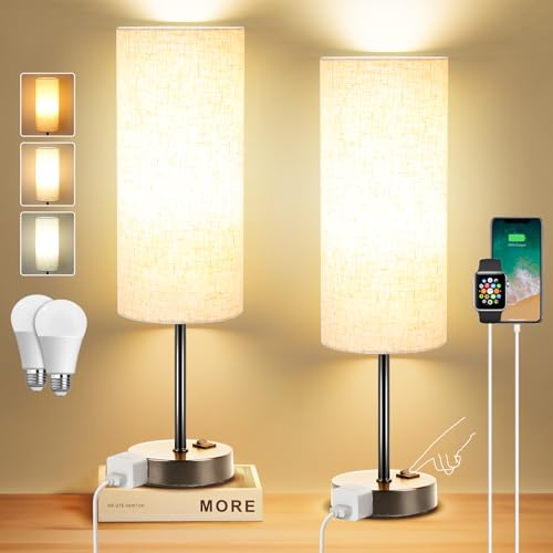 Table Bedside Lamp for Bedroom Set of 2