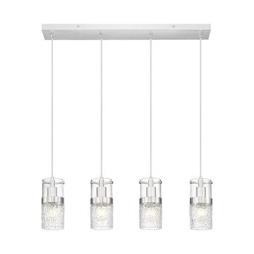 4 LightIsland Lighting (Silver -Hammered Glass / 3.5" Hammered Glass, Chandelier 4-Light)