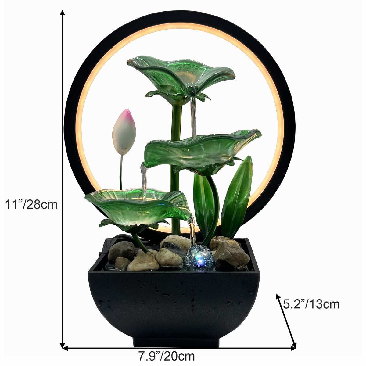 Tabletop Water Fountain (Green / H-28cm)