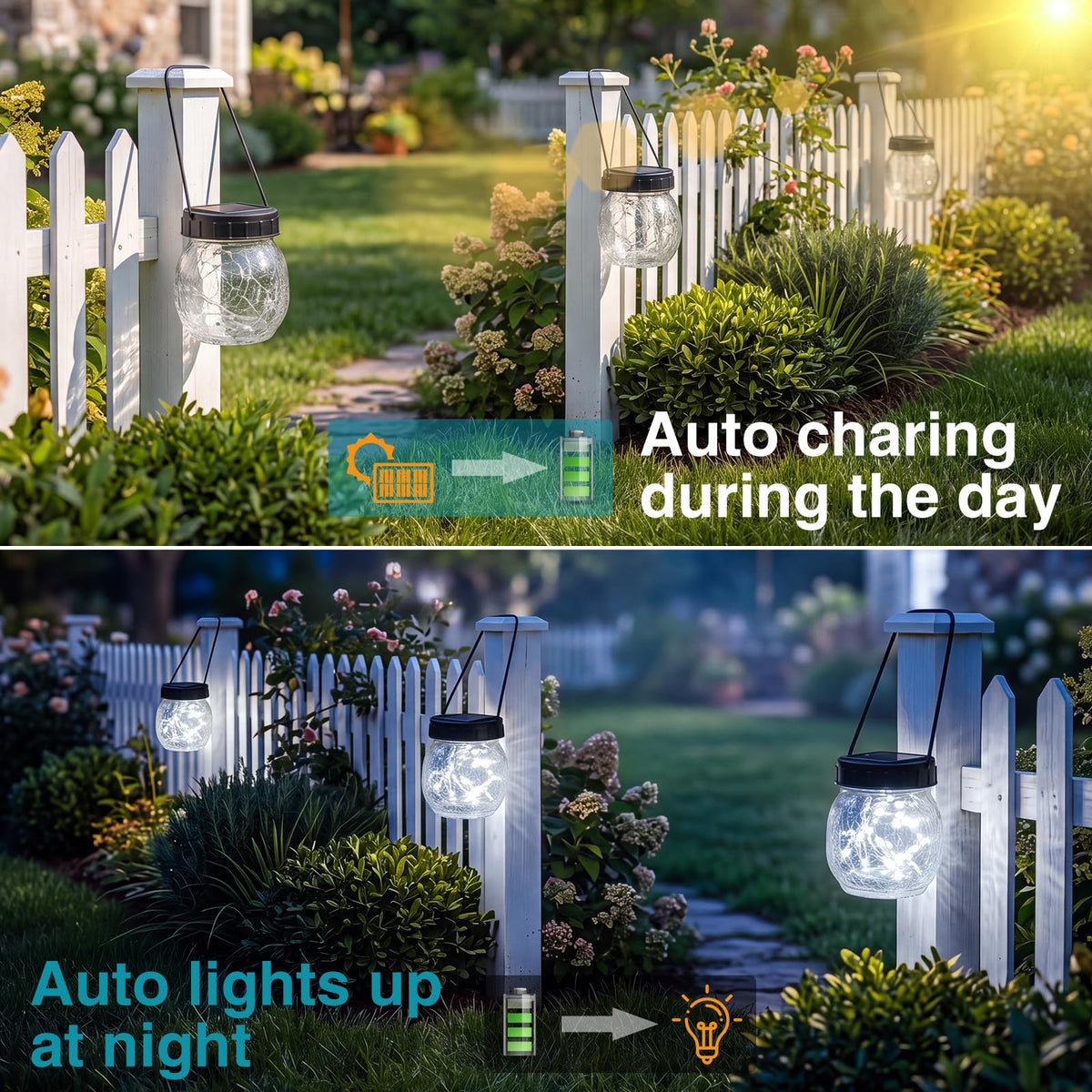 Solar Lanterns Outdoor Waterproof 4 Pack (Cold White / 4 Pack)
