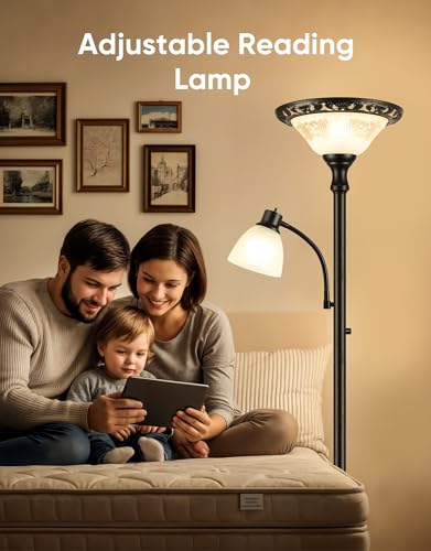 Torchiere Floor Lamps for Living Room (2-Head)