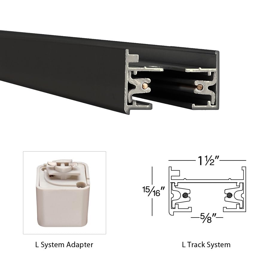 LT6 BK 120V 6 Foot L Track with Mounting Hardware and Two End Caps (Black / 6 Feet / L-Series)