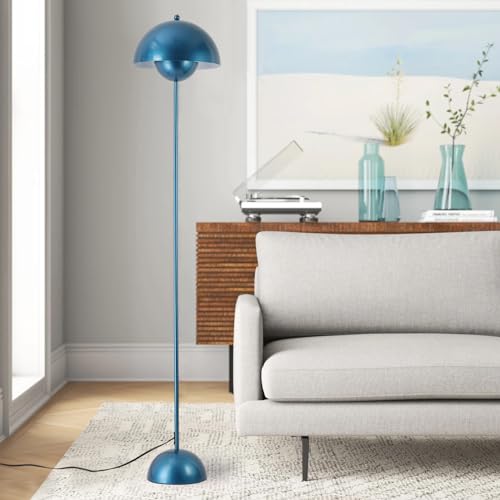 Mid Century Modern Metal Bud Floor Lamp for Home and Office (Gentian Blue)