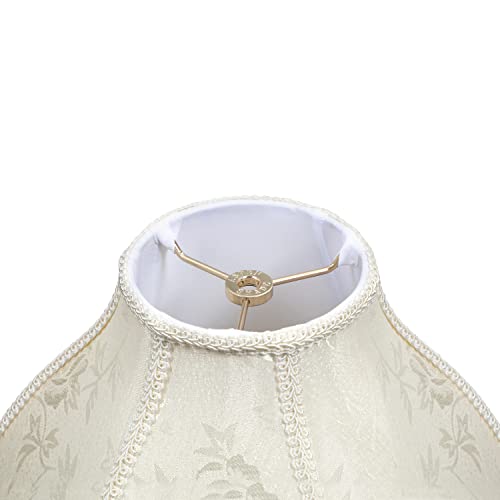 30334 Transitional Scallop Bell Shape Spider Construction Lamp Shade in Ivory with Floral Pattern (Ivory with Floral Pattern & 13" Wide)