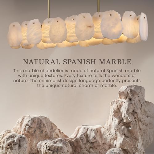 Rectangle Alabaster Chandelier (L43in - Single Tier)