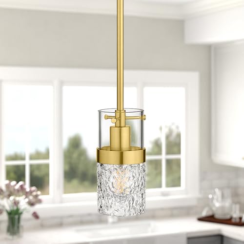 Gold Pendant Light (Gold -Hammered Glass / 3.5" Hammered Glass, 1-Light)