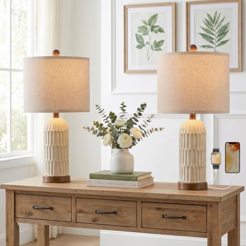 22" Farmhouse Table Lamps Set of 2 (22" Brown)