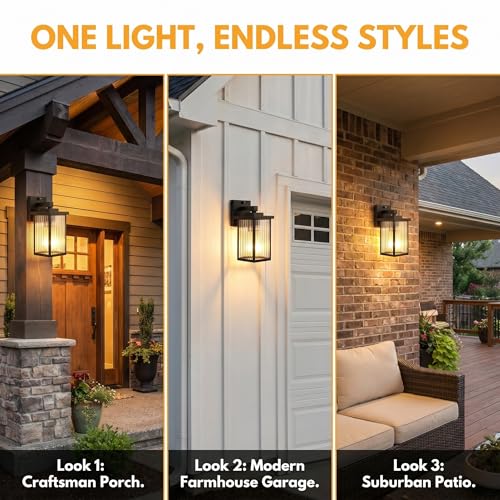 2 Pack Black Dusk to Dawn Outdoor Wall Light (Black / 10.6''-2 Pack)