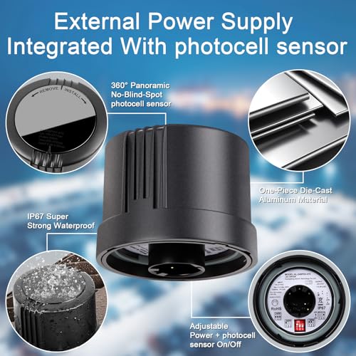 LED Parking Lot Lights with Detachable Power Driver & Photocell (240W/Pole Mount/1 Pack)