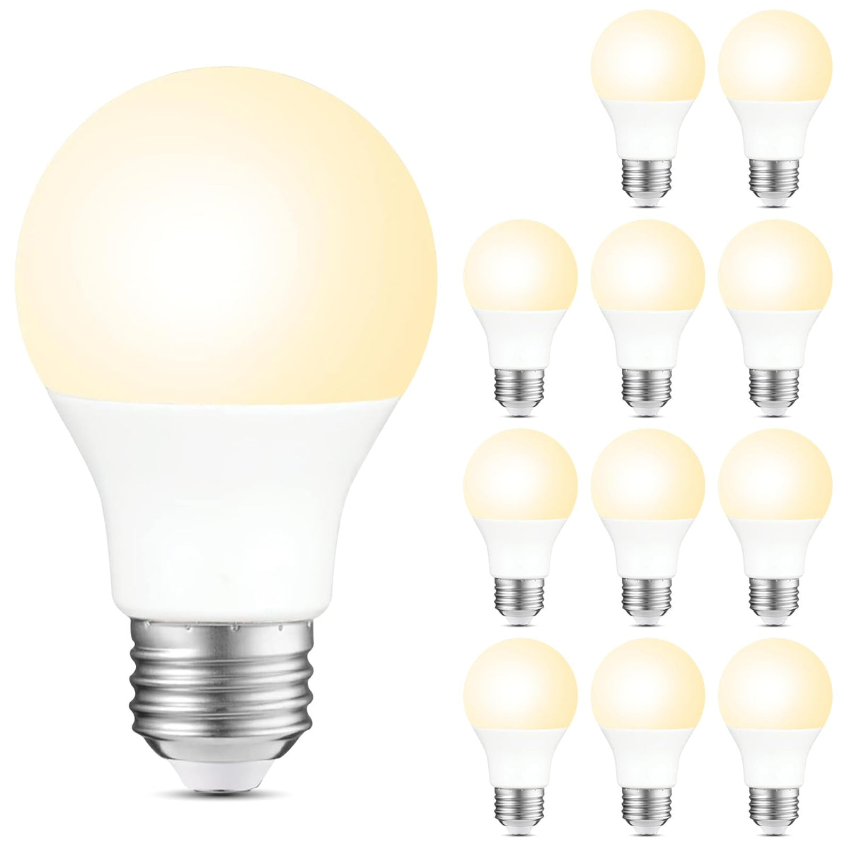 12 Pack A19 LED Light Bulbs Dimmable (12 / Soft White)