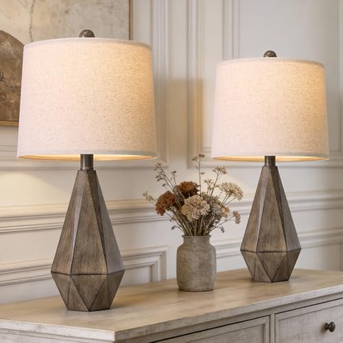 23.5'' Table Lamps Set of 2 for Bedroom (Medium - Wood Brown)