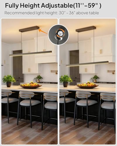 47.2in Linear Pendant Light Kitchen Island (Black-Liner / 47.2in)