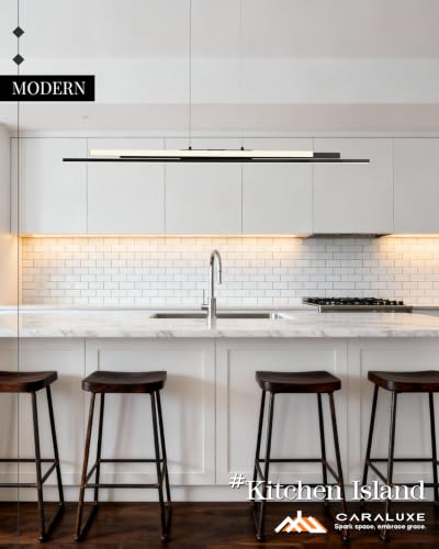 Modern 3 LED Linear Pendant Light 52 inch Black Island Light Dimmable (Black / 52'')