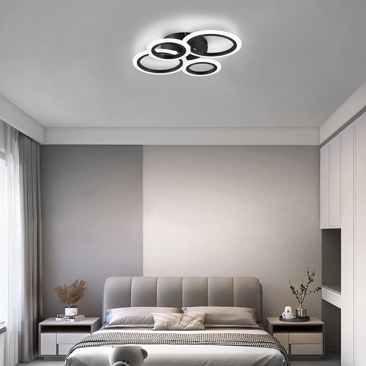 Modern LED Ceiling Light (4-Light / Black)