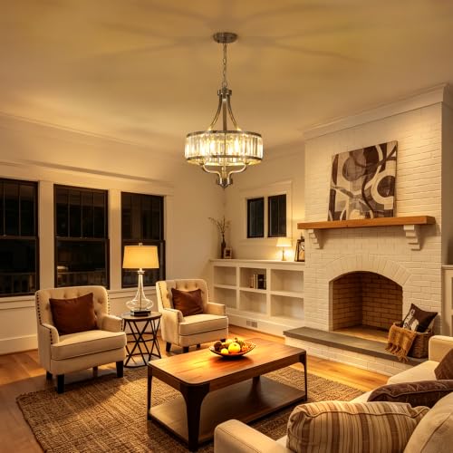 Brushed Nickel Crystal Chandelier (Brushed Nickel / 15.75''/3-Light)