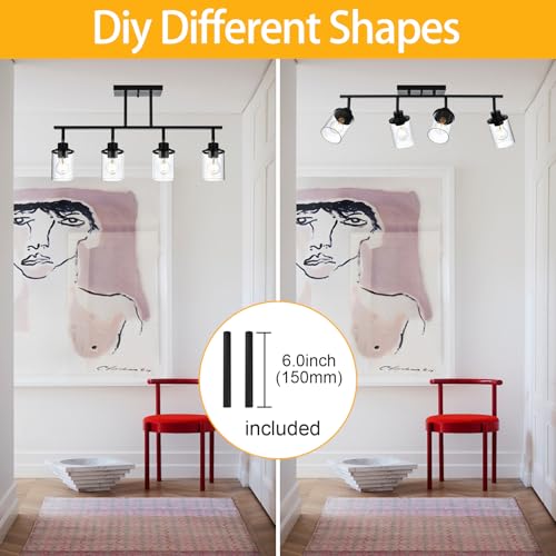 4 Light Black Farmhouse Track Lighting Fixtures Ceiling (Black / 4 Light)