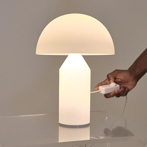 Venus Glass 14" Contemporary Table Lamp with Glass Shade and Body (White)