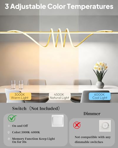 57in Dining Table Light Fixture (Gold / 57in)
