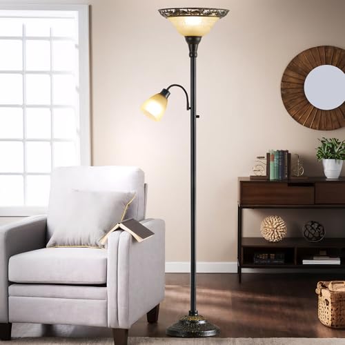 Torchiere Floor Lamps for Living Room (Black,Yellow)