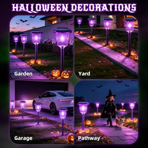 16Pack Purple Solar Halloween Lights outdoor (Purple)