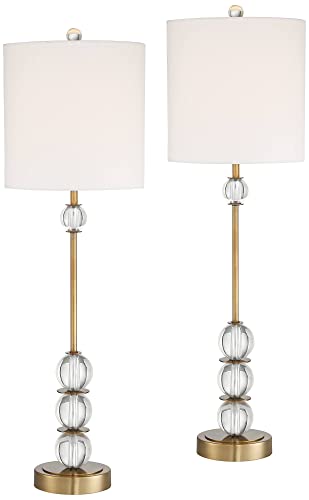 Halston 32 1 2" Brass Large Buffet Table Lamps Set of 2 Crystal Skinny