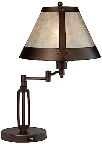 Samuel 21 1 4" High Desk Lamps Set of 2 Swing Arm Socket USB Bronze Brown (Bronze - Set of 2 - Smart Sockets Included)