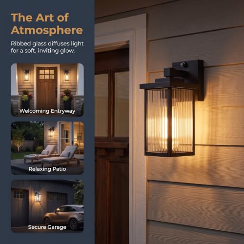 Black Dusk to Dawn Wall Mount Porch Lights (Black / 10.6''-1 Pack)