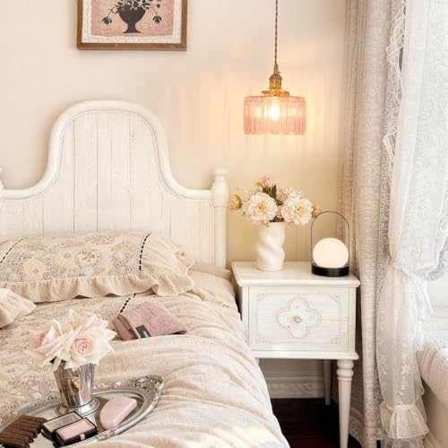 Pendant Light with Pink Striped Glass Lmapshade (Z-Striped Pink)