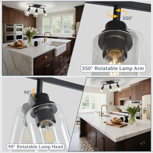 3 Light Kitchen Track Light Fixtures Ceiling Vanity Lights Black (Black / 3-Light)