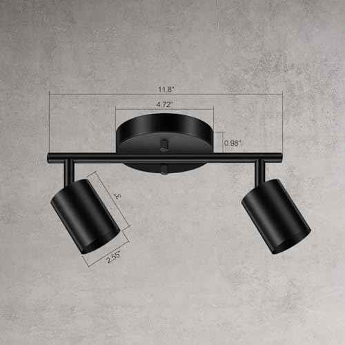 Black Track Lighting Ceiling (Black / 11.8" 2 Light Track Light)